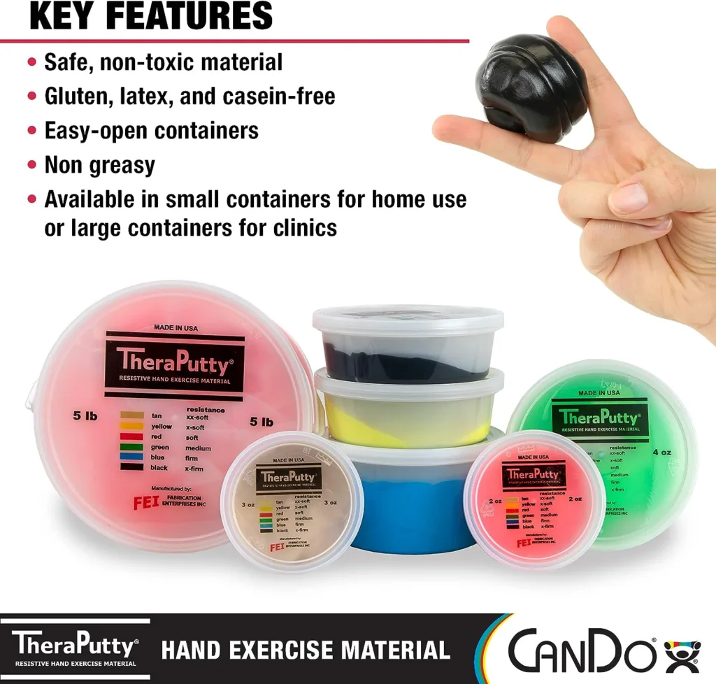 CanDo TheraPutty Standard Hand Exercise Putty For Rehabilitation, Exercises, Hand Therapy, Occupational Therapy, Hand Strengthening, Improve Motor Skills, Stress Relief