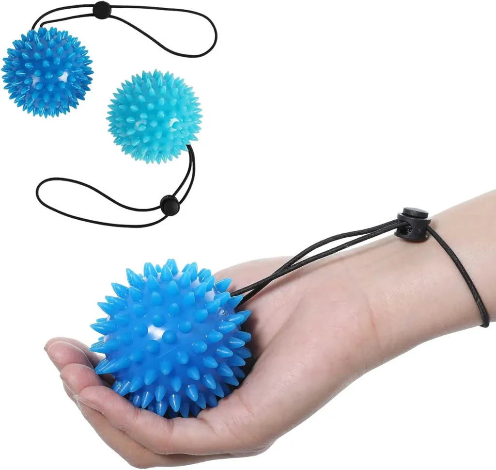 Hand balls for exercise and physical therapy (2 Pack) - Adjustable Wrist Strap to Prevent Falling - for Kids, Elderly and Adults - 2 resistance levels stress relief ball Relieve Wrist  Thumb Pain
