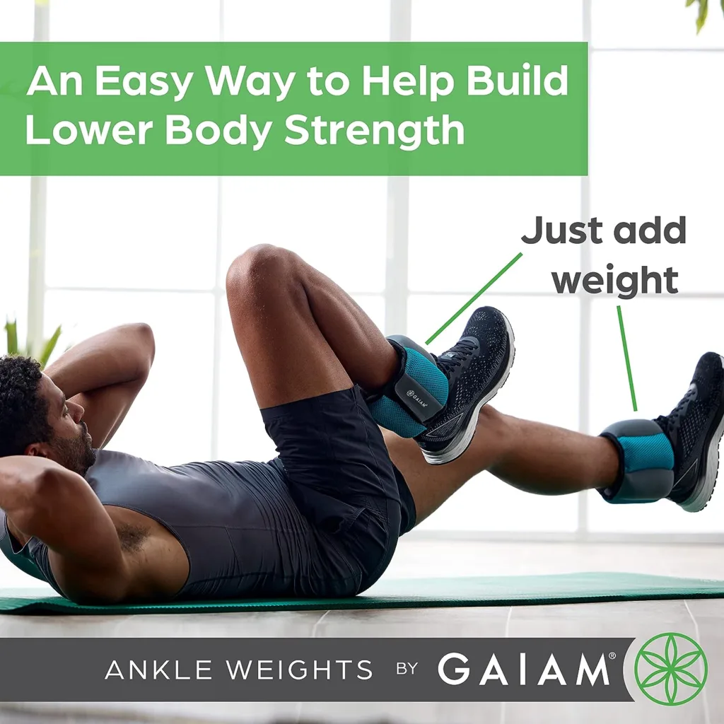 Gaiam Ankle Weights Strength Training Weight Sets For Women  Men With Adjustable Straps - Walking, Running, Pilates, Yoga, Dance, Aerobics, Cardio Exercises (5lb  10 Pound Sets)